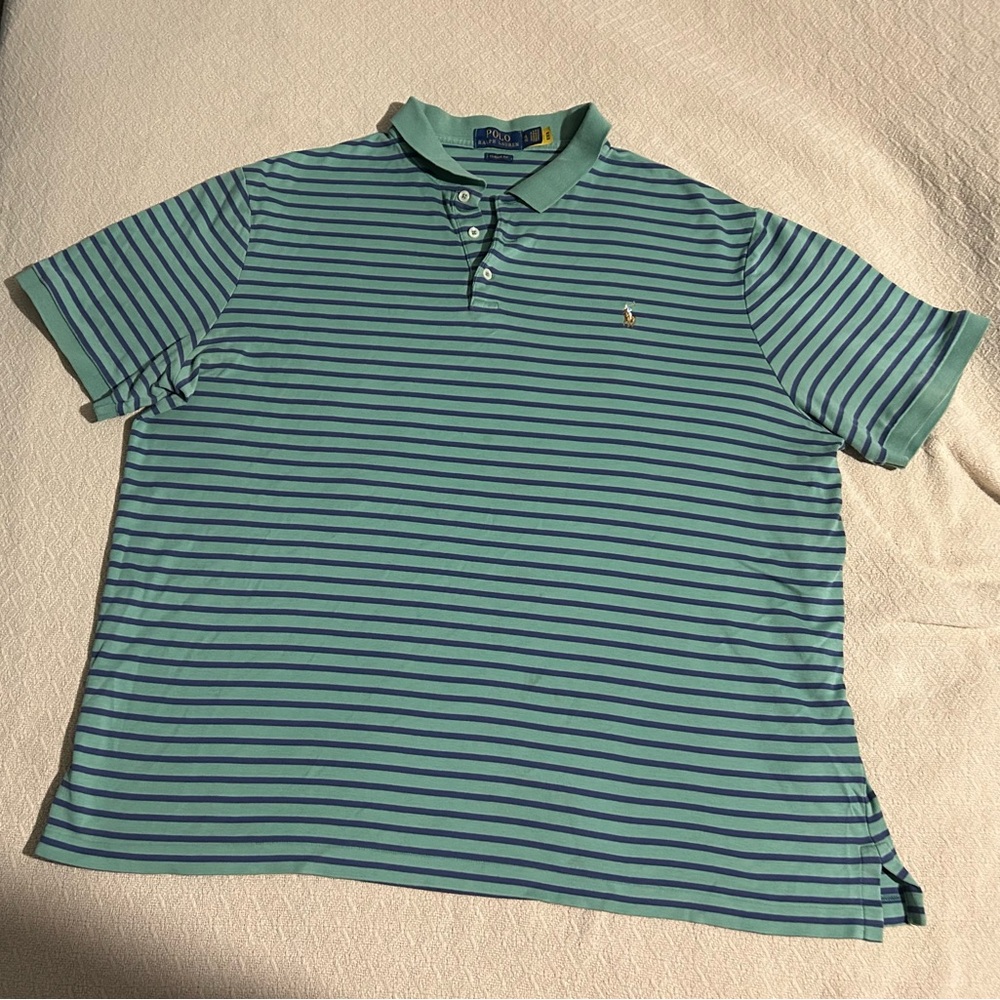 Ralph Lauren Teal and Navy Striped Polo Shirt